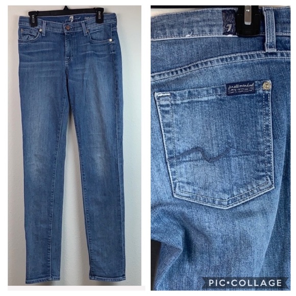 7 For All Mankind Denim - 7FAM Roxanne skinny tall medium wash jeans 28x33